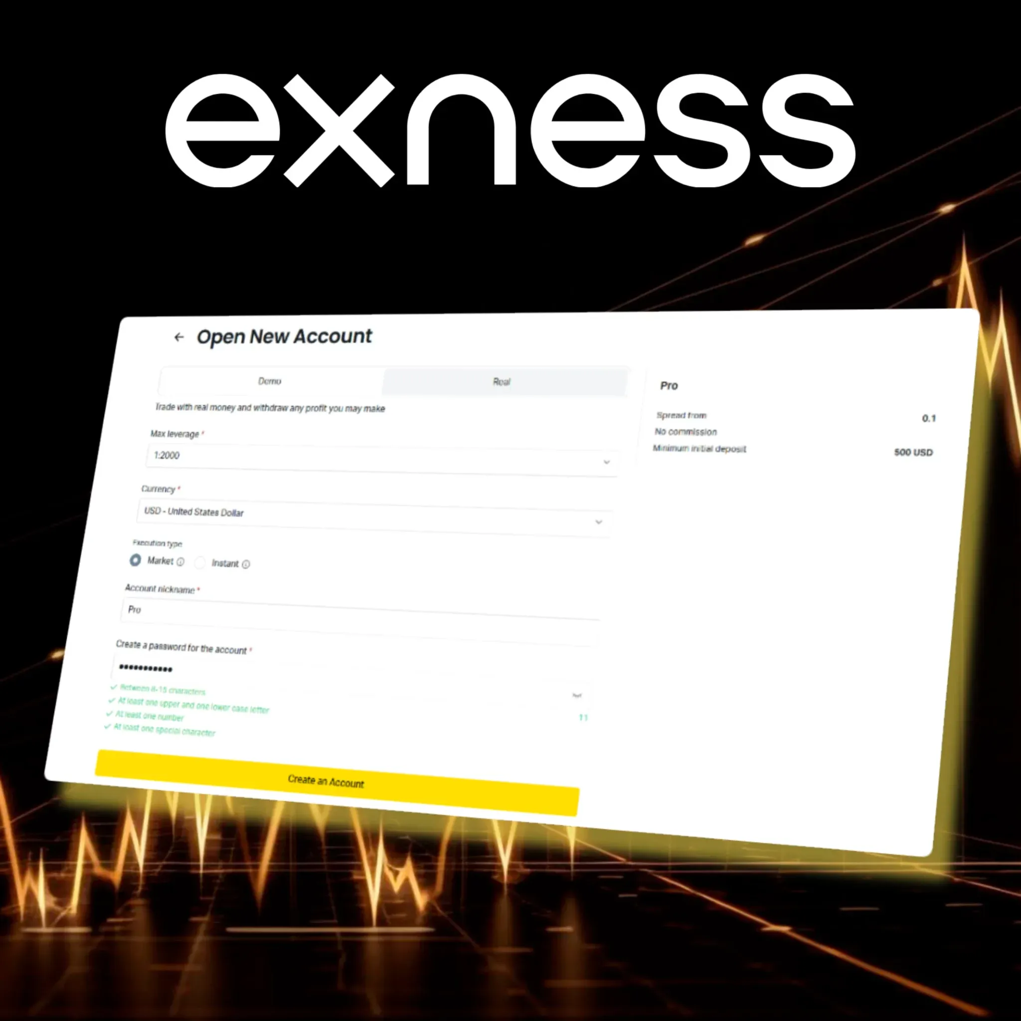 Open an Exness account